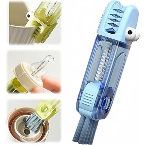 3 in 1 Cup Lid Cleaning Brush, 2024 New Crevice Cleaning Brush Set for Baby Bottle Gap Tight Spaces Cup, 3 in 1 Multifunctional Cleaning Brush Portable Cup Lid Cleaner with Brush(B)