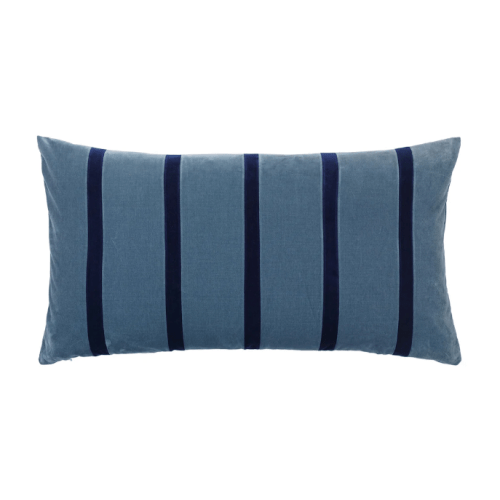 Velvet Cushion 40x80cm – Pippa Cushion in Silver Blue/Dark Blue | Christina Lundsteen