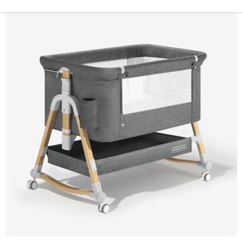 HARPPA Cuddly 3-in-1 Baby Bassinet Bedside Sleeper for Reflux | Attaches to Bed, Adjustable 5 Heights, Non-Toxic & CPSC Certified | Sturdy Aluminum Frame, Portable Wheels, Tool-Free Setup, Gentle Rocking | Perfect for Newborns, Infants, Small Spaces & Saf
