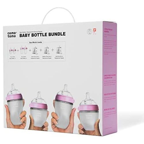 Comotomo Baby Bottle Bundle, Pink, 1 Set