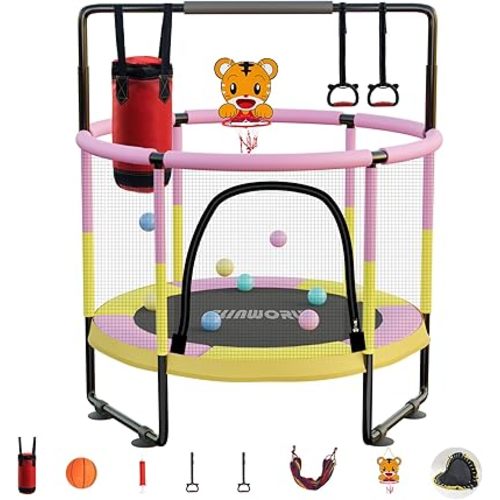 Fitness Trampoline for Adults - 40"/48" 330 LBS Foldable Rebounder with Adjustable Foam Handle, Quiet Indoor Mini Workout Trampoline