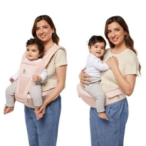 Ergobaby Alta 2-in-1 All Carry Positions Baby Carrier & Hip Seat - Pink Quartz: Buckle Closure, Ventilated Fabric
