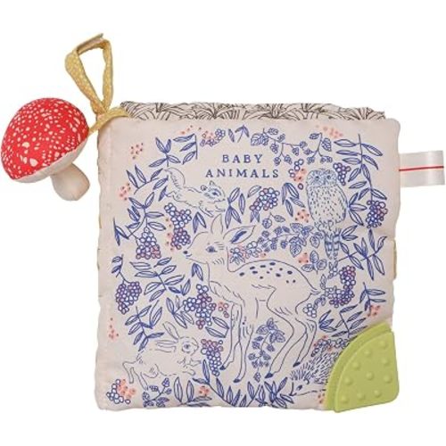 Manhattan Toy Deer One Soft Activity Crinkle Book & Fold Out Pat Mat for Baby, Toddler with Squeaker, Discovery Mirror and Teether