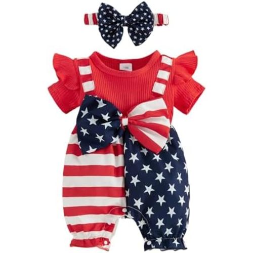 YINGISFITM Newborn Baby Girl Summer Clothes Short Sleeve Bubble Romper Bow Shorts Jumpsuit Infant Outfit 0 3 6 9 12 18 Months