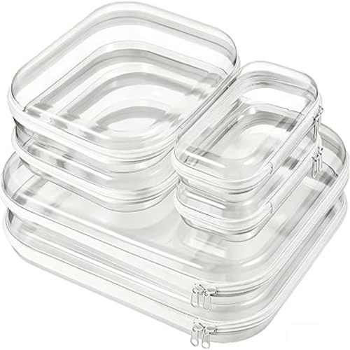 Clear Hard Shell Zipper Case, Transparent Cosmetic Bag Organizer, Crush Resistant Clear Makeup Pouch for Travel Toiletries, Cosmetics and Accessories