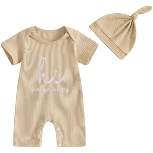MERSARIPHY Newborn Baby Boy Girl Outfits Gender Neutral Baby Clothes Hi I'm New Here Coming Home Summer One Piece Rompers