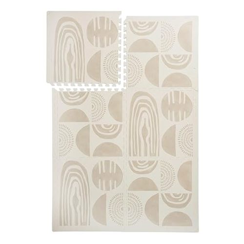 PopsyKosy Premium Exercise & Baby Foam Play Mats - Stylish & Large Non-Toxic Odorless Floor Mat - 6 Tiles - Spacious 6ft x 4ft - Peel-Resistant Reinforced Ver.- Soft Thick, Waterproof - Desert Sand