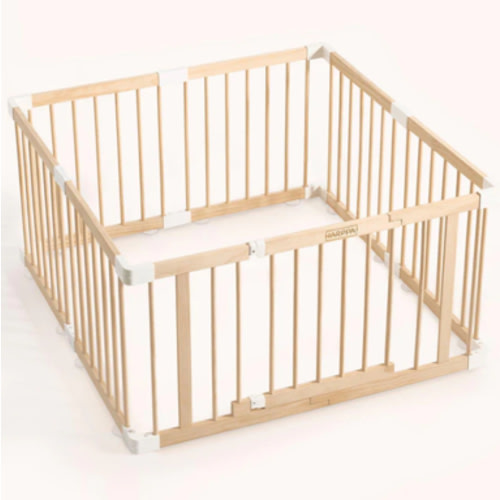 HARPPA Baby Gate Playpen, DIY Foldable Wooden Play Gate, Non-Toxic Foldable Wooden Play Yard for Babies & Toddlers, Adjustable DIY Baby Fence, Large & Small Safe Play Area, Easy-Assembly Natural Finish Indoor Playpen, DIY Playpen Foldable Wooden Playpen,