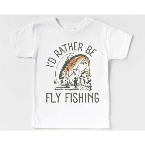I’d Rather Be Fly Fishing Short Sleeve T-Shirt | Rainbow Trout, River Tee | Future Fisherman Baby | Angler Gift | Infant, Kid | Boy, Girl