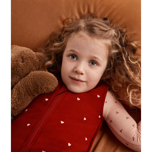 Sleep Bag Sleeveless 1.5 TOG Cotton Maroon Hearts Embroidery
