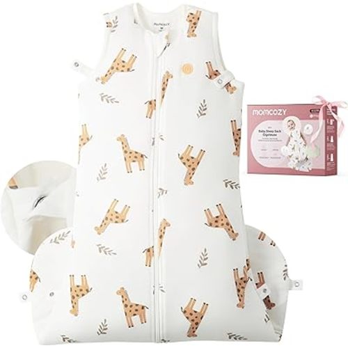Momcozy Sleep Sack for Baby 6–12 Months, 1.5 TOG Baby Wearable Blanket with Supportive Plush Filling, Two-Way Zipper for Easy Diaper Changes, Snap-Fit Design for Growing Babies, Medium, Giraffe