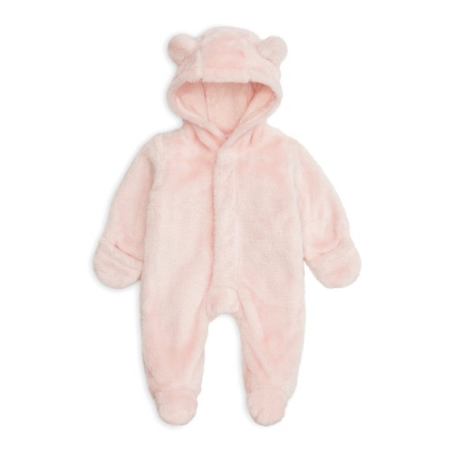 Minky Faux Fur Bear Hooded Footie Suit
