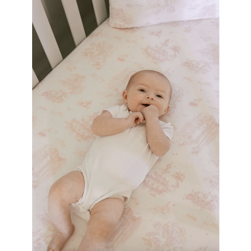 Spring Toile Pink Fitted Crib Sheet