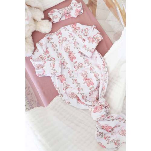 Ballet Blossoms Personalized Newborn Baby Knot Gown