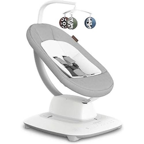 UPPAbaby Mamaroo Smart Swing – Customizable Soothing Modes with MotionSync Technology – Infant Recline + Bluetooth Enabled – Included Newborn Insert – Stella (Grey Mélange)