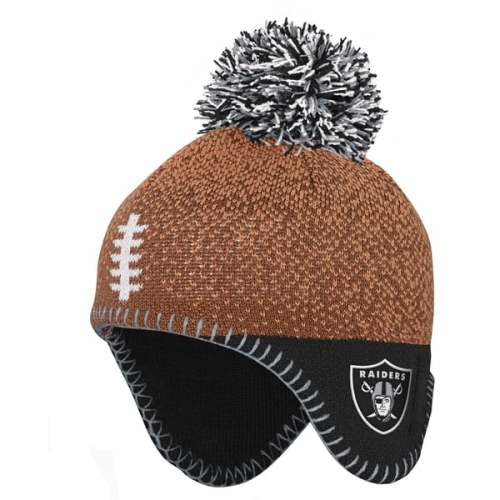 Infant Las Vegas Raiders Outerstuff Brown Football Head Knit Hat with Pom