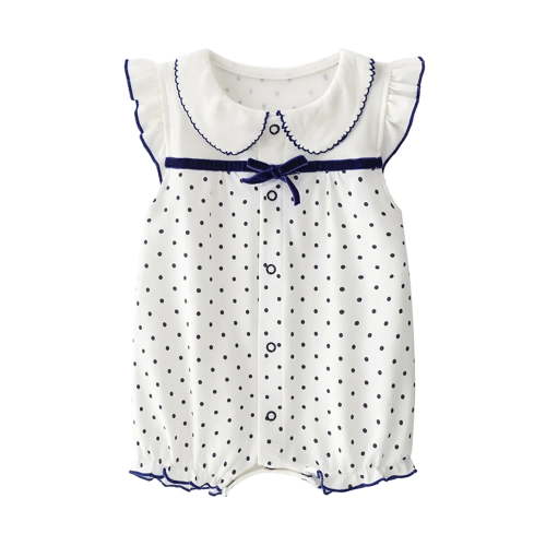 SROBPTY Toddler Girls Rompers Print Collared Sleeveless Bodysuit for 0-24M
