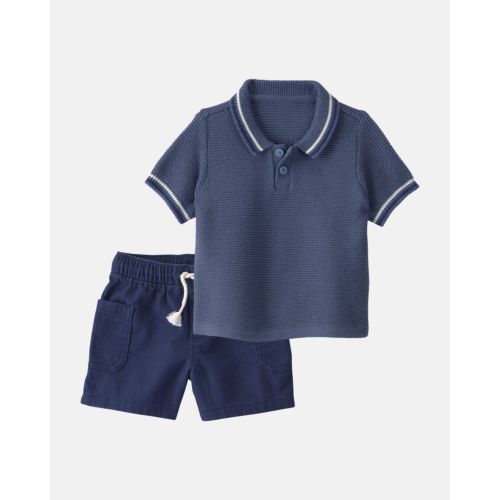 Baby Boy 2-Piece Polo Shirt & Short Set - Blue - OshKosh B'gosh | Carter's