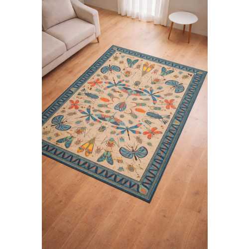 Insect Area Rug, Butterfly Dragonfly Bug Rug, Kids Nature Rug, Boho Nursery Carpet, Educational Playroom Rug, Colorful Wildlife Decor
