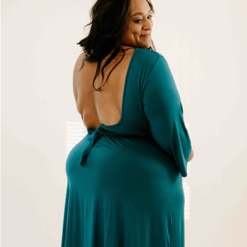 Lila Labor & Postpartum Gown in Deep Teal