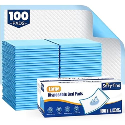 100 Count Disposable Beds Pads,23"x36" Waterproof Adults Incontinence Chucks Underpads,Absorbent Leakproof Pee Pads for Kids,Elderly,Extra Large Dog Puppy Training Pad,Baby Changing Liner