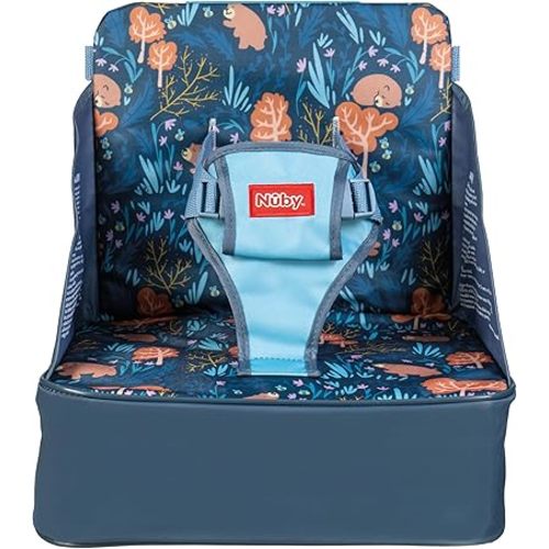 Nuby Easy Go Booster Seat - Travel Booster Seat for Babies and Toddlers with 3-Point Harness - 9+ Months - Bear Print