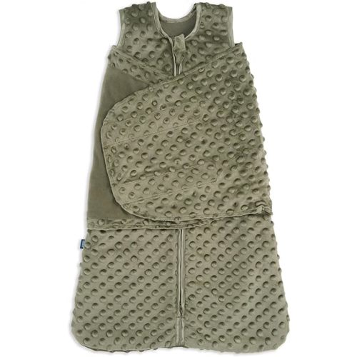 HALO Sleepsack Swaddle, 3-Way Adjustable Swaddle Blanket, TOG 3.0, Velboa, Olive Green Plush Dots, Newborn, 0-3 Months