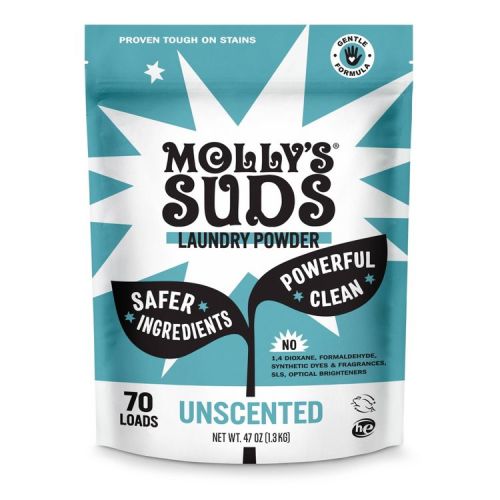 Molly's Suds Unscented HE Deep Cleaning Laundry Detergent Powder 70 Loads - 47oz: Resealable Bag, Sensitive Formula, Phosphate-Free
