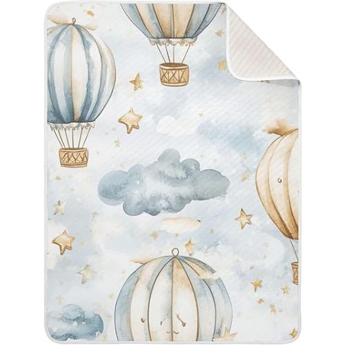 Qilmy Hot Air Balloons Baby Blanket for Boys Girls Kids with Soft Cotton, Cute Cozy Warm Nursery Receiving Swaddle Blanket for Toddler Infant Crib, 30 x 40 Inch