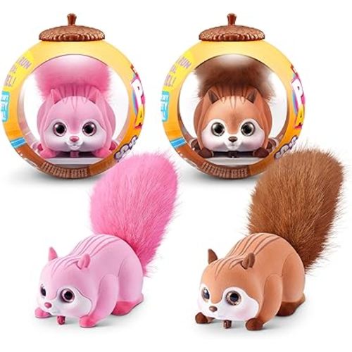 Pets Alive Scurry'n Squirrel (Pink+Brown) 2 Pack by ZURU – Interactive Robotic Pet Toy, Moving Squirrel with Realistic Movements and Sounds, Ages 2+, Child Toddler