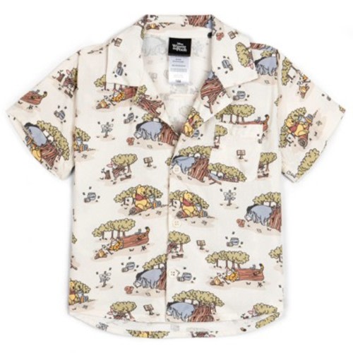 Disney Winnie the Pooh Toddler Boys Button Down Dress Shirt Beige 3T