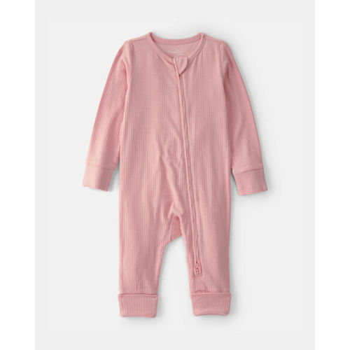 Baby Girl 2-Way Zip PurelySoft Sleep & Play Pajama - Pink | Carter's