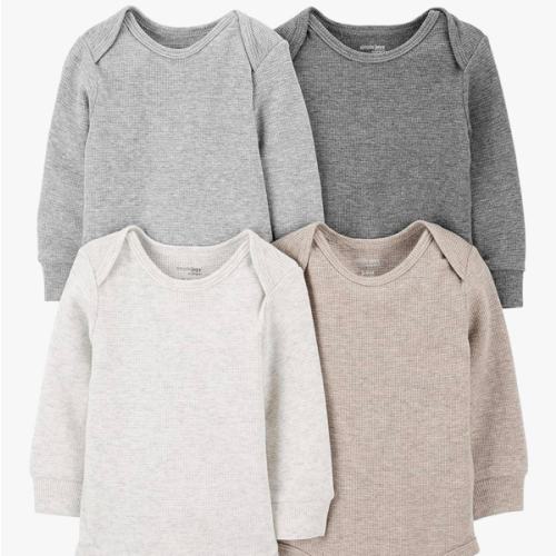 Simple Joys by Carter's Baby 4-pack Soft Thermal Long Sleeve Bodysuits