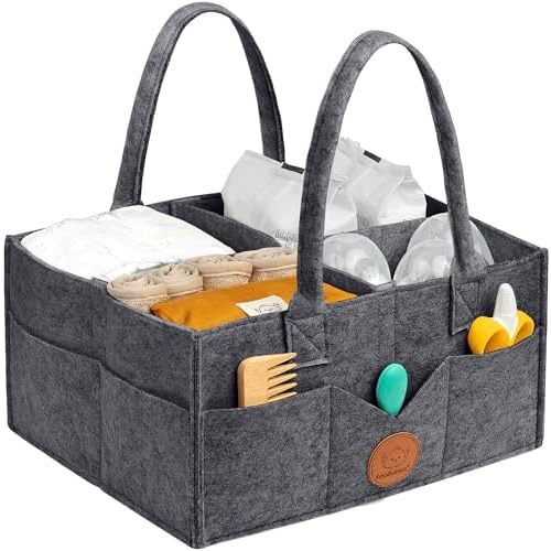KeaBabies Baby Diaper Caddy Organizer with Handle, Portable (Mystic Gray)
