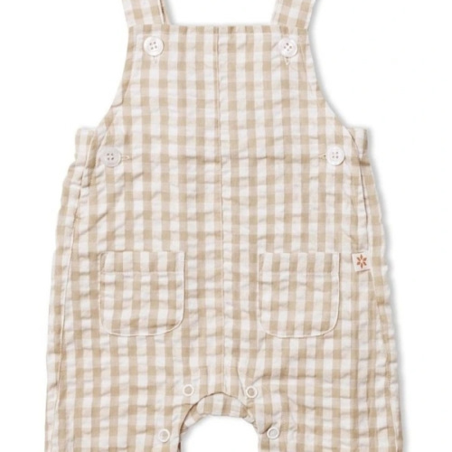 Endless Summer Nutmeg Gingham Overall in Cream
