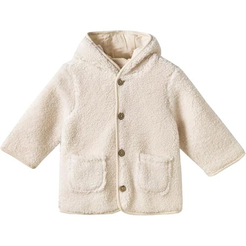Baby Girl Fleece Hooded Jacket, Warm Soft Cotton-Lined Sherp Coat for 3-24Months Daily Outfits