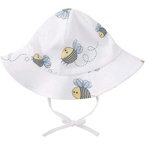 pureborn Baby Sun Hat with Chin Strap - 1pack Cartoon Bees - 0-3 Months