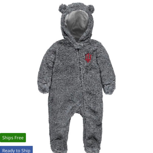 Indiana Hoosiers Newborn & Infant Charcoal Game Nap Teddy Fleece Bunting Sleeper