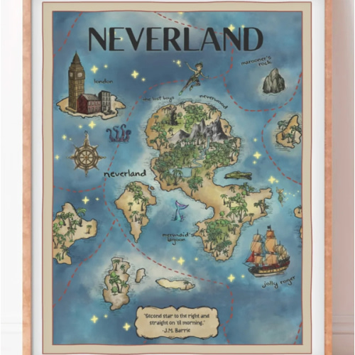 Neverland Map Art Print