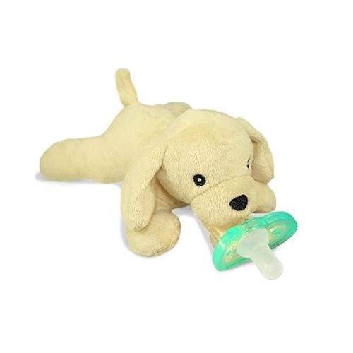 RaZbaby JollyPop Pacifier, Holder w/Detachable Baby Pacifier, Stuffed Animal RaZbuddy, All Ages 0M+, 100% Medical Grade USA Made Silicone, Machine Washable, Textured & Easy to Hold – Lab