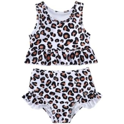 Baby Swimsuit Girl Two Piece Bathing Suit Toddler Girls Summer Beach Ruffle Tankini Swimwear 1-7Y