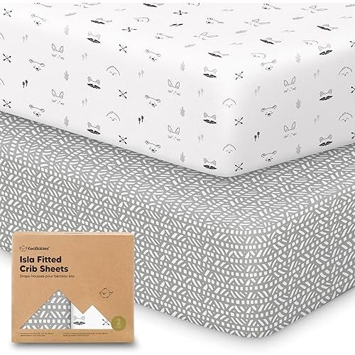 KeaBabies 2-Pack Baby Crib Sheets for Boys, Girls - 52x28 Viscose Derived from Bamboo Toddler Bed Sheets Neutral, Fitted Crib Mattress Cover for Standard Baby Bedding, Soft & Cozy (Nordic)