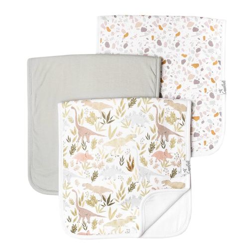 Copper Pearl Premium Baby Burp Cloths - 3-Pack Large Cotton Burp Cloths, Extra Soft Spit Up Rags with 3 Absorbent Layers, Perfect for Baby Girl Gifts (21" x 10" Size, Rex Set)