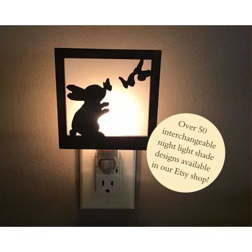 Swivel Night Light w/ Interchangeable Easter Bunny & Butterflies Shade, Spring Decor, Rabbit Owner Gift, Unique Easter Gift, Butterfly Lover
