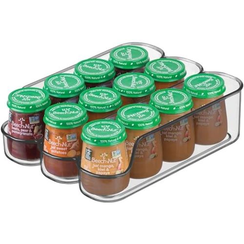 mDesign Small Plastic Kitchen Storage Divided Bin for Child/Kids Supplies - 3 Compartments to Organize Baby Food Jars, Pouches, Bottles, Sippy Cups, Cans, Pacifiers, Shampoo - 2 Pack - Smoke Gray - Pack of 2