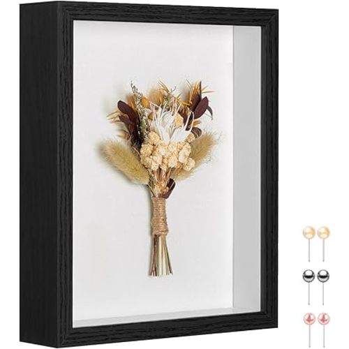 11x14 Shadow Box Picture Frame Display Case with Soft Linen Back-Thickened Panels,Large Black Deep Shadow Box Frame 11x14 for Graduation Flower Medal Pet Photo Craft Memorial Gift