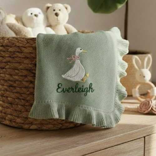 Custom Embroidered Baby Goose Blanket, Personalized Baby Name Blanket, Safari Nursery Decor, Newborn Gift, Baby Shower Gift, Cotton Blanket