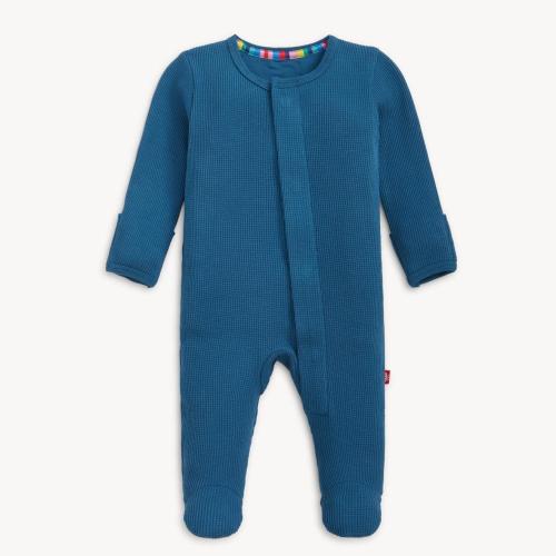 Magnetic Me - Organic Cotton + Modal Waffle Knit Footie - Dark Blue