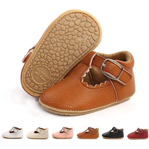BEBARFER Infant Baby Girls Shoes Mary Jane Flats Anti-Slip Sole Toddler White Dress Shoes
