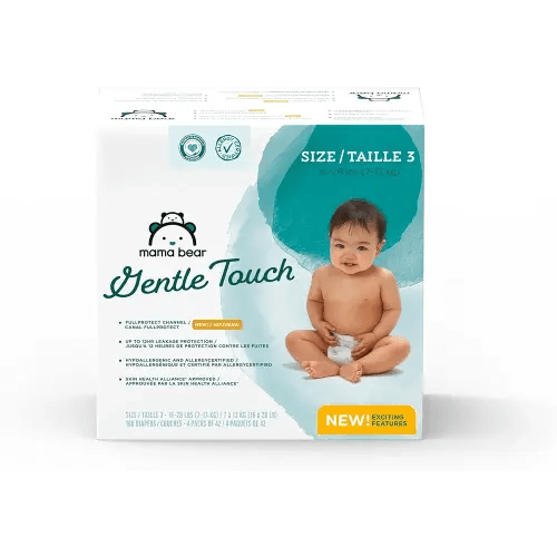 Amazon Brand - Mama Bear Gentle Touch Diapers, Size 3, 168 Count (4 packs of 42)